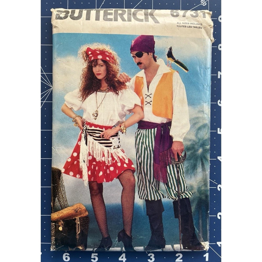 Butterick 6731 Unisex Adult Pirate Halloween Costume Pattern Size XS-L / 6-18 UC